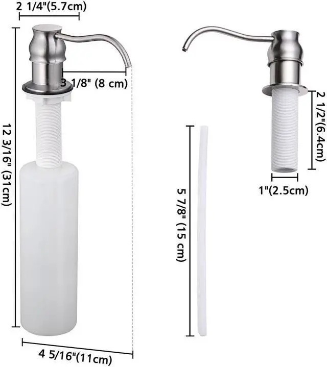 Alt view image 5 of 5 - Aquaterior® Built In Soap Dispenser Liquid Lotion Pump f/ Kitchen Bathroom Sink 400ml BN