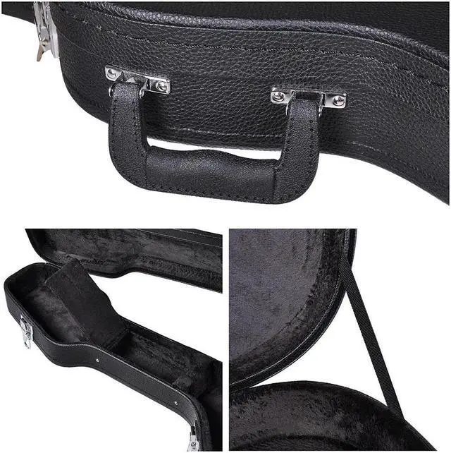 Alt view image 7 of 13 - Electric Guitar Hard Case for Stratocaster Style Wooden Hard Shell Lockable Black