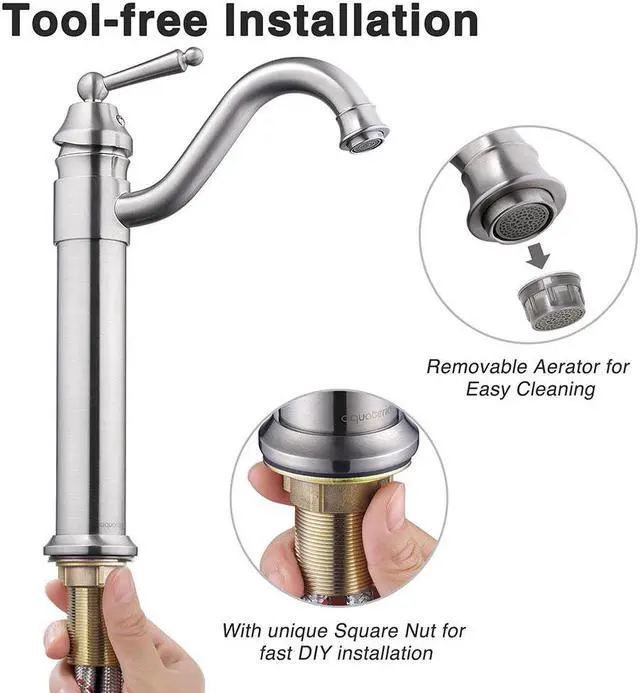 Alt view image 2 of 8 - Bathroom Lavatory Vessel Sink Faucet Swivel Spout Brushed Nickel