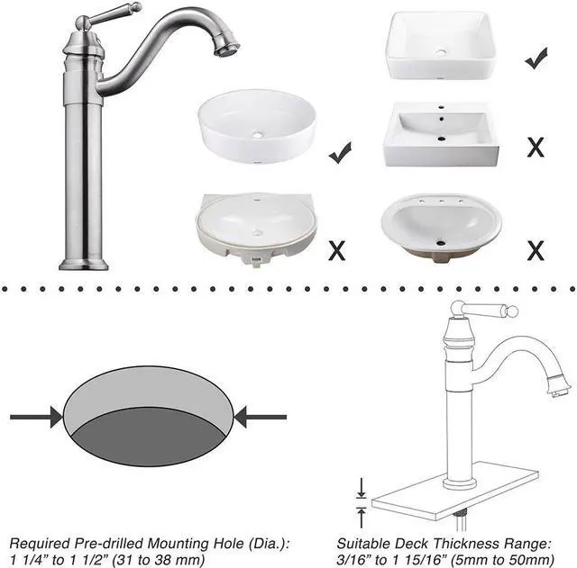 Alt view image 5 of 8 - Bathroom Lavatory Vessel Sink Faucet Swivel Spout Brushed Nickel