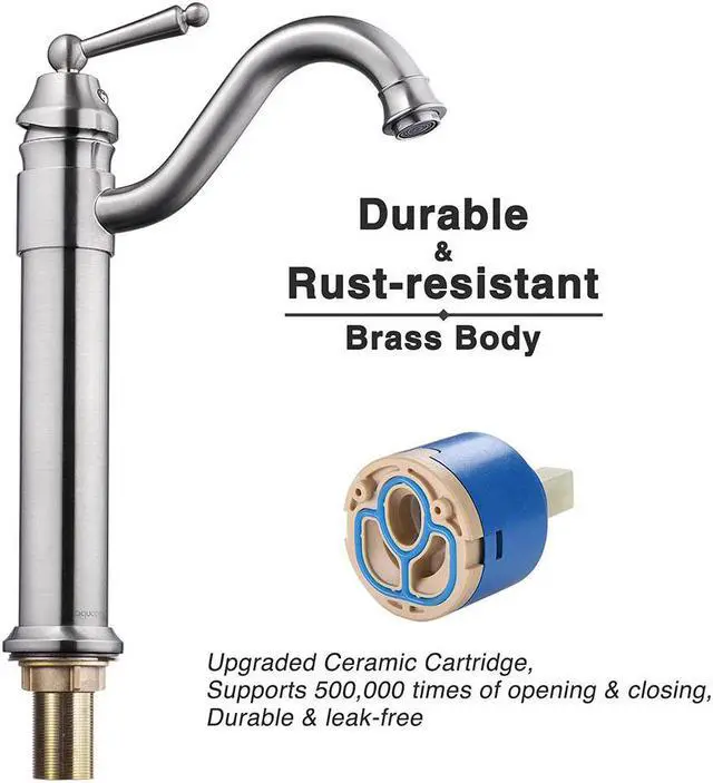 Alt view image 3 of 8 - Bathroom Lavatory Vessel Sink Faucet Swivel Spout Brushed Nickel