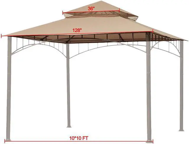 Alt view image 5 of 11 - Yescom 10.6'x10.6' Gazebo Top Replacement Fit for Brand_Model Summer Veranda Gazebo/L-GZ093PST/G-GZ093PST/TGZ093 2 Tier Outdoor Patio Dark Beige