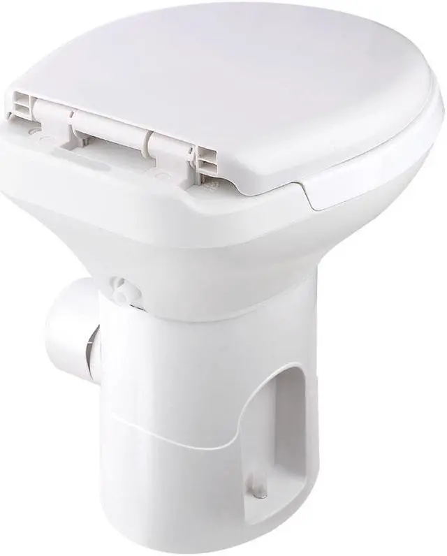 Alt view image 6 of 14 - Yescom RV Toilet Gravity Flush Camper Toilet Elongated 20" High Travel Trailer Toilet for RV HDPE