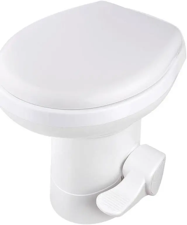 Alt view image 3 of 14 - Yescom RV Toilet Gravity Flush Camper Toilet Elongated 20" High Travel Trailer Toilet for RV HDPE