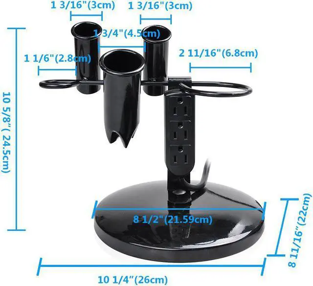 Alt view image 4 of 6 - Byootique 2Pcs Tabletop Blow Dryer Hair Iron Holder Hair Tool Salon Appliance Stand w/ 3 Outlets