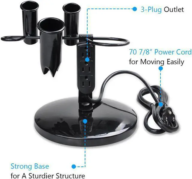 Alt view image 2 of 6 - Byootique 2Pcs Tabletop Blow Dryer Hair Iron Holder Hair Tool Salon Appliance Stand w/ 3 Outlets