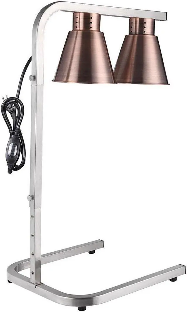 Alt view image 3 of 7 - Aluminum Dual Heat Lamp Food Warmer Countertop Kitchen Buffet Court Restaurant