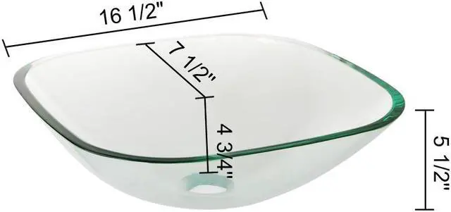 Alt view image 4 of 7 - Bathroom Tempered Glass Vessel Sink Natural Clear Square Shape Transparent Basin