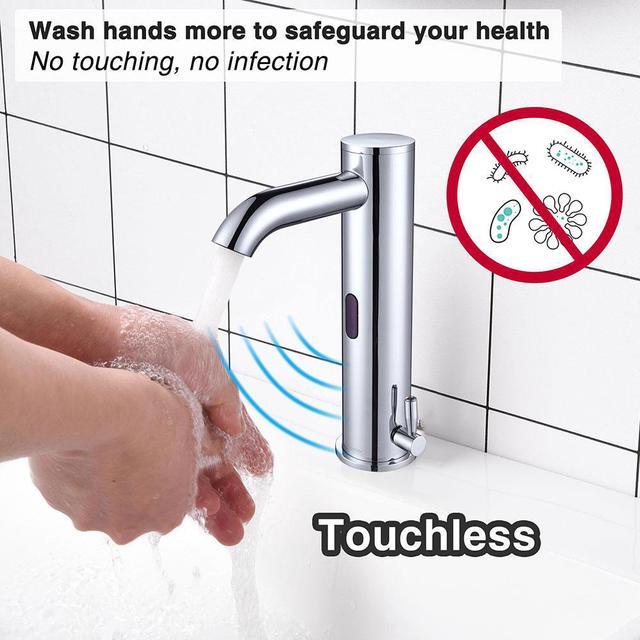 Alt view image 2 of 7 - Aquaterior Automatic Sensor Bathroom Faucet 1 Hole Touchless Above Counter Sink Mixer Tap