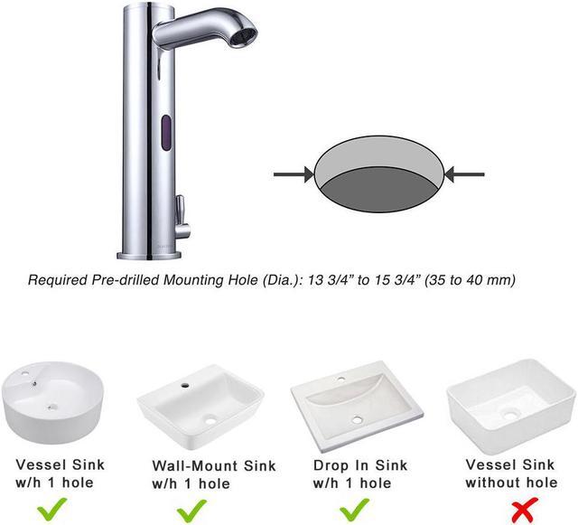 Alt view image 5 of 7 - Aquaterior Automatic Sensor Bathroom Faucet 1 Hole Touchless Above Counter Sink Mixer Tap