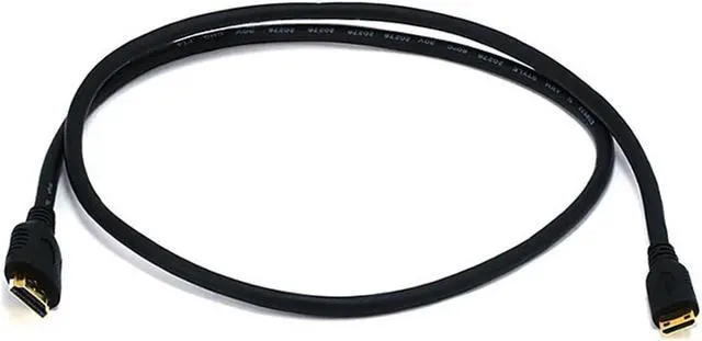 Main image of Monoprice High Speed HDMI Cable - 6 Feet - Black | Blackwith HDMI Mini Connector, 4K @ 24Hz, 10.2Gbps, 30AWG