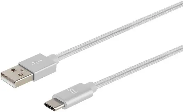 Alt view image 2 of 7 - Monoprice Nylon Braided USB C to USB A 2.0 Cable - 10 Feet - White | Type C, Fast Charging, Compatible With Samsung Galaxy S10/ Note 8, LG V20 and More - Palette Series