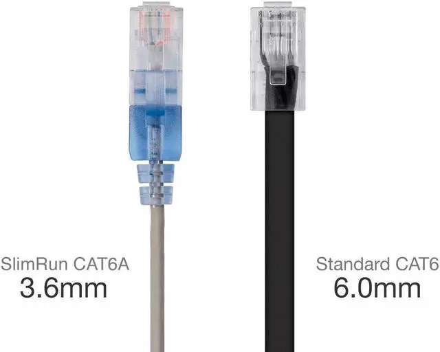 Alt view image 3 of 5 - Monoprice SlimRun Cat6A Ethernet Patch Cable - Network Internet Cord - RJ45, Stranded, UTP, Pure Bare Copper Wire, 30AWG, 6in, Gray, 10-Pack