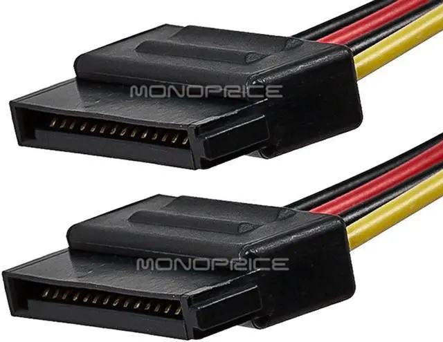 Alt view image 4 of 9 - Monoprice 108800 6-Inch SATA Serial ATA Splitter Power Cable 1 x 5.25 to Two 2 15-Pin SATA Power Connector