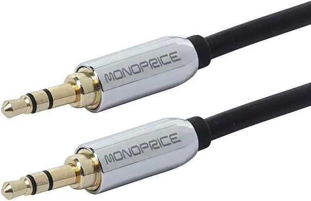 Alt view image 2 of 8 - Monoprice 109764 3-Feet 3.5mm Stereo Male to 3.5mm Stereo Male Gold Plated Cable for Mobile, Black