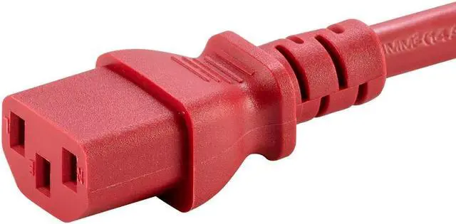 Alt view image 6 of 6 - Monoprice Extension Cord - 3 Feet - Red | IEC 60320 C14 to IEC 60320 C13 14AWG 15A/1875W SJT 100-250V