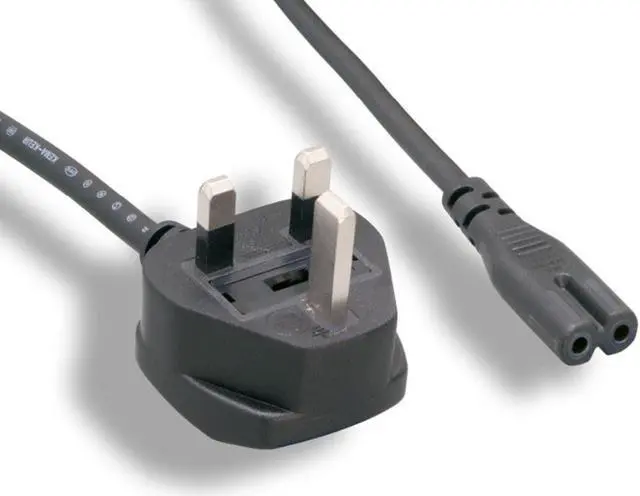 Main image of Monoprice Power Cord - BS 1363 (UK) with 5A Fuse to IEC 60320 C7 (non-polarized), 5A/1250W, 250V, Black, 6ft