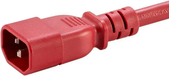 Alt view image 5 of 6 - Monoprice Extension Cord - 3 Feet - Red | IEC 60320 C14 to IEC 60320 C13 14AWG 15A/1875W SJT 100-250V