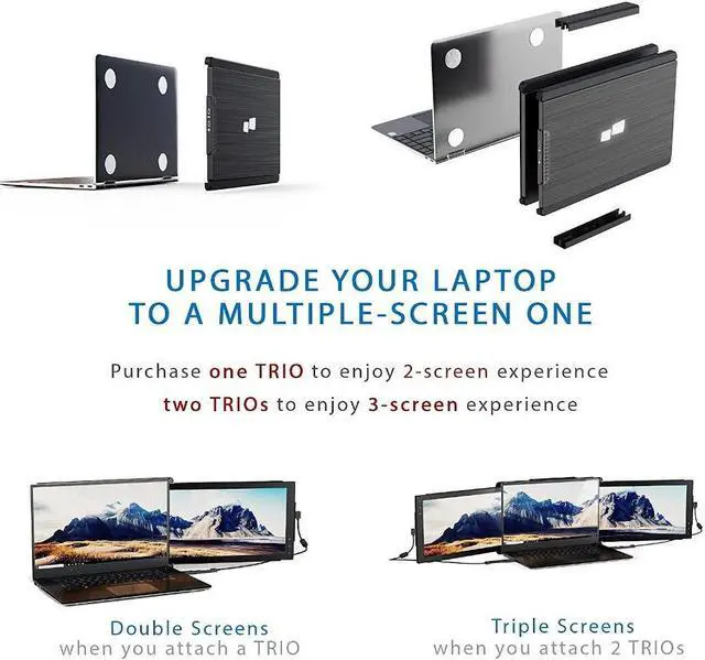 Alt view image 6 of 20 - Mobile Pixels Trio/Trio Max Portable Monitor System USB A USB C Plug and Play Mac PC Linux - Trio 12.5" Monitor