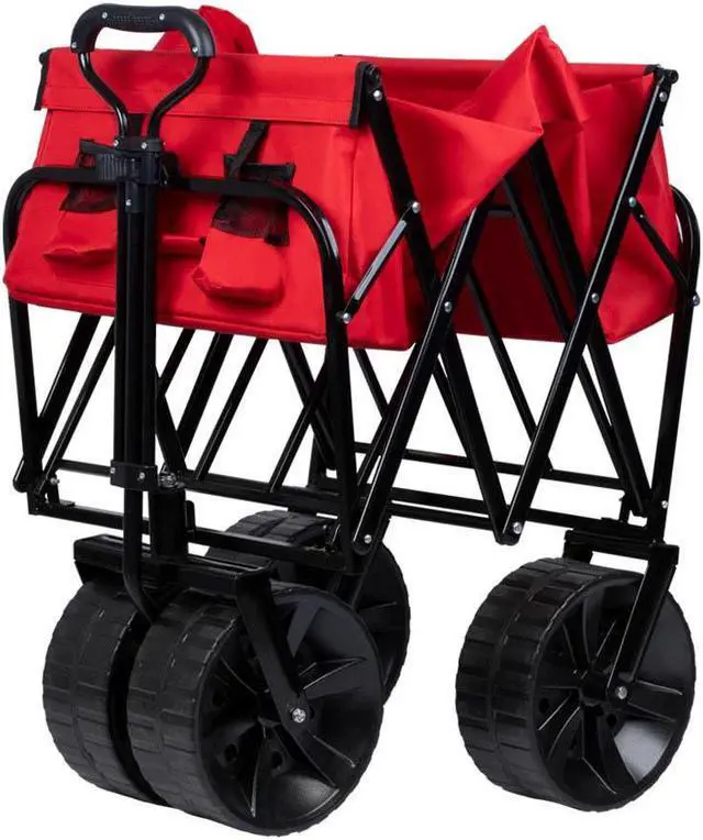 Alt view image 4 of 6 - Monoprice Heavy Duty All Terrain Collapsible Outdoor Wagon, Red - Durable, 600D Oxford, Mildew and UV Resistant - Pure Outdoor Collection
