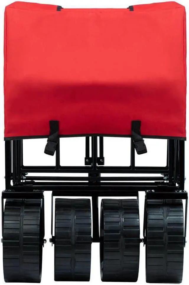 Alt view image 5 of 6 - Monoprice Heavy Duty All Terrain Collapsible Outdoor Wagon, Red - Durable, 600D Oxford, Mildew and UV Resistant - Pure Outdoor Collection