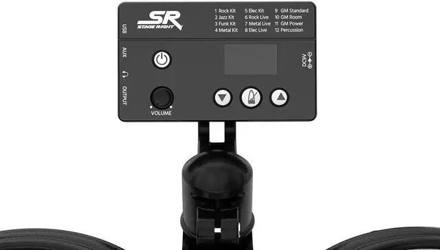 Alt view image 5 of 6 - Monoprice 5-piece Electronic Drum Kit with Mesh Heads and 8in Double Trigger Snare, 12 kits with 144 Sounds, Drum Sticks Included - Stage Right Series
