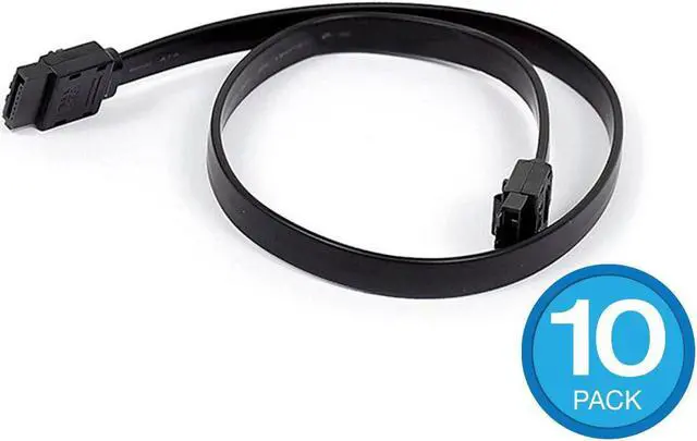 Main image of Monoprice SATA 6Gbps Straight Connector Cable with Locking Latch - 1.5 Feet - Black (10 Pack) Compatible with SATA HDD, SSD, CD Driver, CD Writer