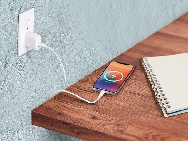 Alt view image 6 of 6 - Monoprice iPhone Pro Charging Bundle - MFi Certified 20W 1-port PD GaN Technology Foldable Wall Charger and 1.2m (4ft) F