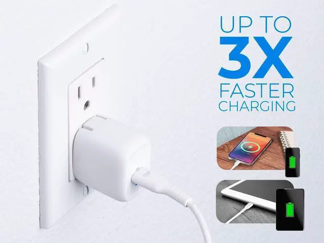 Alt view image 5 of 6 - Monoprice iPhone Pro Charging Bundle - MFi Certified 20W 1-port PD GaN Technology Foldable Wall Charger and 1.2m (4ft) F