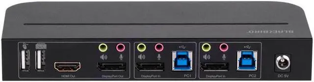 Alt view image 5 of 6 - Monoprice Blackbird 4K Displayport 1.4 USB 3.0 2x1 KVM Switch, 4K@60Hz, HDR, YCbCr 4:4:4, HDCP 2.2, Share 2 Computers with 1 Keyboard Mouse Monitor Printer