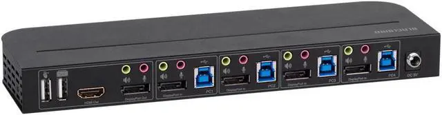 Alt view image 4 of 15 - Monoprice Blackbird 4K DisplayPort 1.4 USB 3.0 4x1 KVM Switch, 4K@60Hz, HDR, YCbCr 4:4:4, HDCP 2.2, Share 4 Computers with 1 Keyboard Mouse Monitor Printer