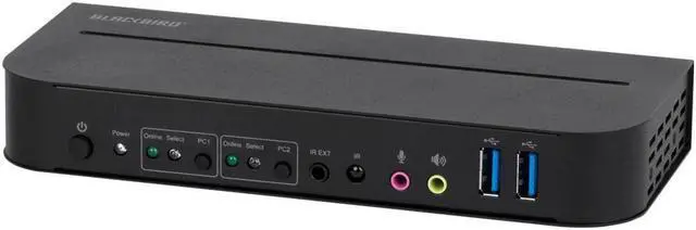 Main image of Monoprice Blackbird 4K Displayport 1.4 USB 3.0 2x1 KVM Switch, 4K@60Hz, HDR, YCbCr 4:4:4, HDCP 2.2, Share 2 Computers with 1 Keyboard Mouse Monitor Printer