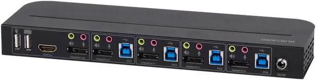 Alt view image 3 of 15 - Monoprice Blackbird 4K DisplayPort 1.4 USB 3.0 4x1 KVM Switch, 4K@60Hz, HDR, YCbCr 4:4:4, HDCP 2.2, Share 4 Computers with 1 Keyboard Mouse Monitor Printer