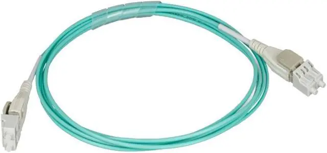 Main image of Monoprice OM3 Fiber Optic Cable - 1 Meter - Aqua | Reverse Polarity LC/LC Uniboot, UL, 50/125 Type, 10GB, Corning, For Telecomm Room, Server Farm, and Cloud Storage Network Applications