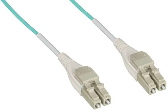 Alt view image 2 of 3 - Monoprice OM3 Fiber Optic Cable - 3 Meter - Aqua | Reverse Polarity LC/LC Uniboot, UL, 50/125 Type, 10GB, Corning, For Telecomm Room, Server Farm, and Cloud Storage Network Applications
