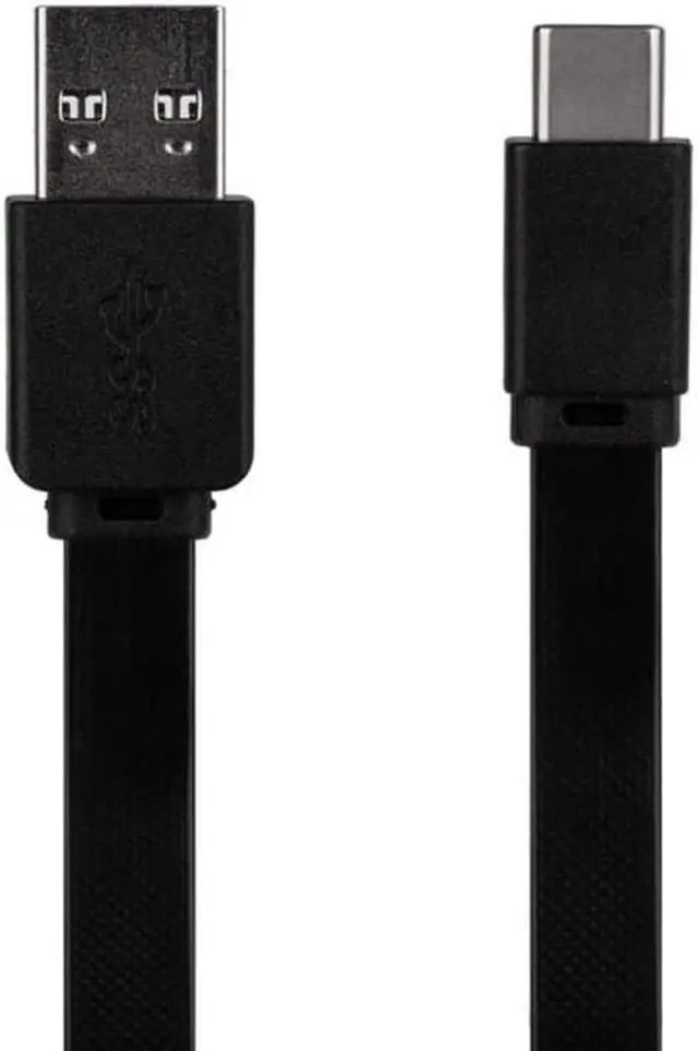 Alt view image 2 of 6 - Monoprice Flat USB Type-C to Type-A 3.2 Gen1 Charge and Sync Cable - 6 Feet - Black 5Gbps, 3A, Reversible Connector, Compatible with Galaxy S10 S10E S9 S8 S20 Plus