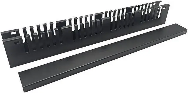 Main image of Monoprice 1U 19in Metal Rackmount Cable Management Panel, Protects Cables, Promotes Good Airflow, Easy Grouping of Cables, Cable Organization