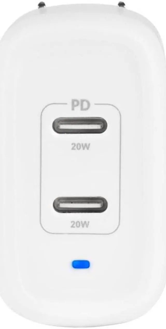 Alt view image 5 of 6 - Monoprice 40W 2-port USB-C GaN Charger, Fast Charge, Foldable, Power Delivery for iPad, iPhone, Samsung Galaxy, White
