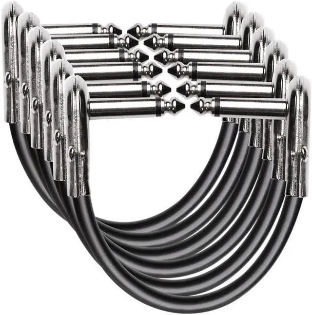 Main image of Monoprice Low Profile 6in Guitar Effects Pedal and Pedalboard Patch Cable (6-Pack) RightAngle 1/4 Inch TS, 24AWG Wire Gauge - Indio Series