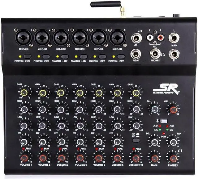 Main image of Monoprice ix8B 8-Channel Live Sound and Recording Mixer with Bluetooth, USB, and Effects - Stage Right Series