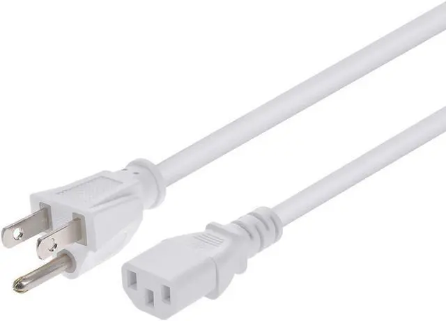 Main image of Monoprice Power Cord - 6 Feet - White | NEMA 5-15P to IEC 60320 C13, 18AWG, 10A, 125V, 3-Prong, for PC, AC Adapter, Laptop, Monitor, Projector