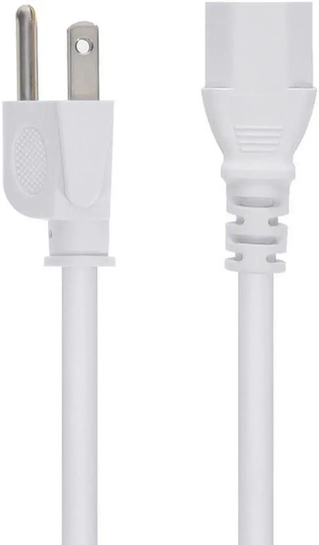 Alt view image 2 of 12 - Monoprice Power Cord - 6 Feet - White | NEMA 5-15P to IEC 60320 C13, 18AWG, 10A, 125V, 3-Prong, for PC, AC Adapter, Laptop, Monitor, Projector