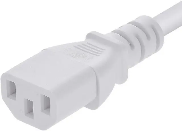 Alt view image 4 of 12 - Monoprice Power Cord - 6 Feet - White | NEMA 5-15P to IEC 60320 C13, 18AWG, 10A, 125V, 3-Prong, for PC, AC Adapter, Laptop, Monitor, Projector