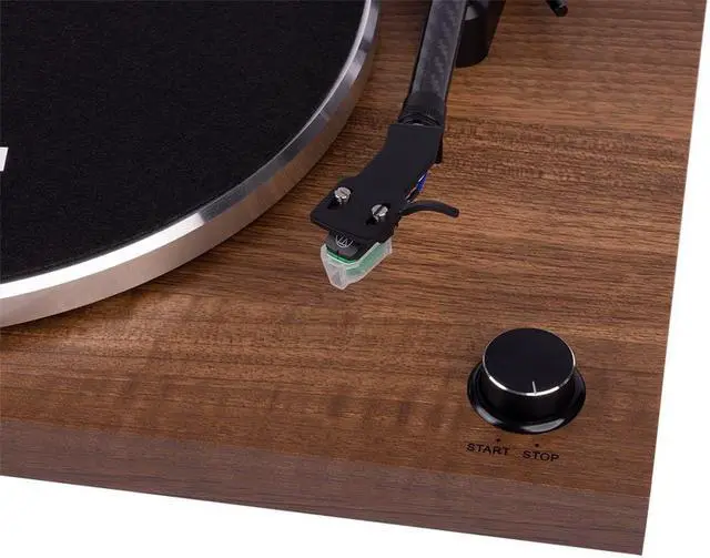 Alt view image 4 of 6 - Monoprice Monolith Belt Drive Turntable with Audio-Technica AT-VM95E Cartridge, Bluetooth, Phono Level, Line Level, and USB Outputs - Walnut