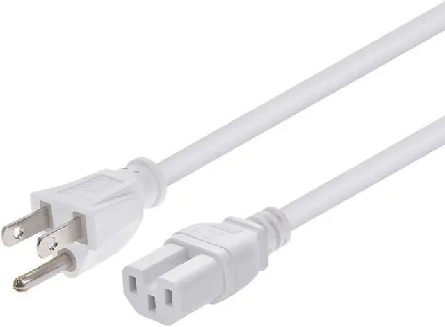 Main image of Monoprice Heavy Duty Power Cord - 8 Feet - White | NEMA 5-15P to IEC 60320 C15, 14AWG, 15A, SJT, 125V, For PCs, Monitors, Scanners, and Printers