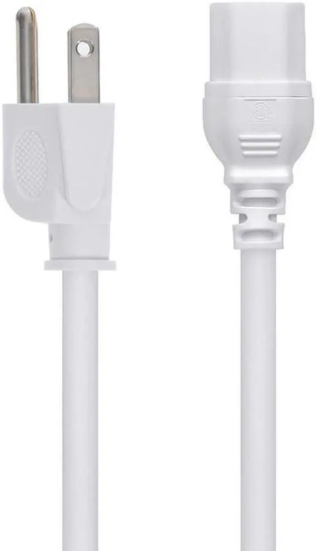 Alt view image 2 of 7 - Monoprice Heavy Duty Power Cord - 8 Feet - White | NEMA 5-15P to IEC 60320 C15, 14AWG, 15A, SJT, 125V, For PCs, Monitors, Scanners, and Printers