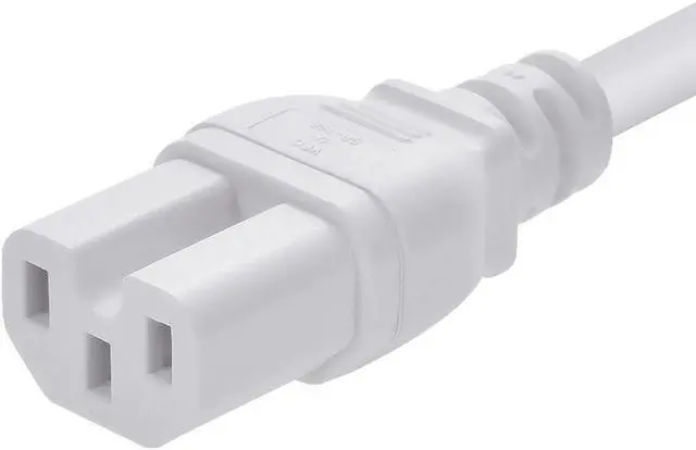 Alt view image 4 of 7 - Monoprice Heavy Duty Power Cord - 8 Feet - White | NEMA 5-15P to IEC 60320 C15, 14AWG, 15A, SJT, 125V, For PCs, Monitors, Scanners, and Printers