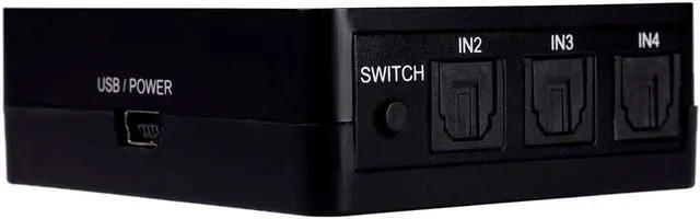Alt view image 3 of 4 - Monoprice Blackbird Toslink S/PDIF 4x1 Switch with IR Remote Control, USB Powered, 4 Input 1 Output, Such as Television, Amplifier