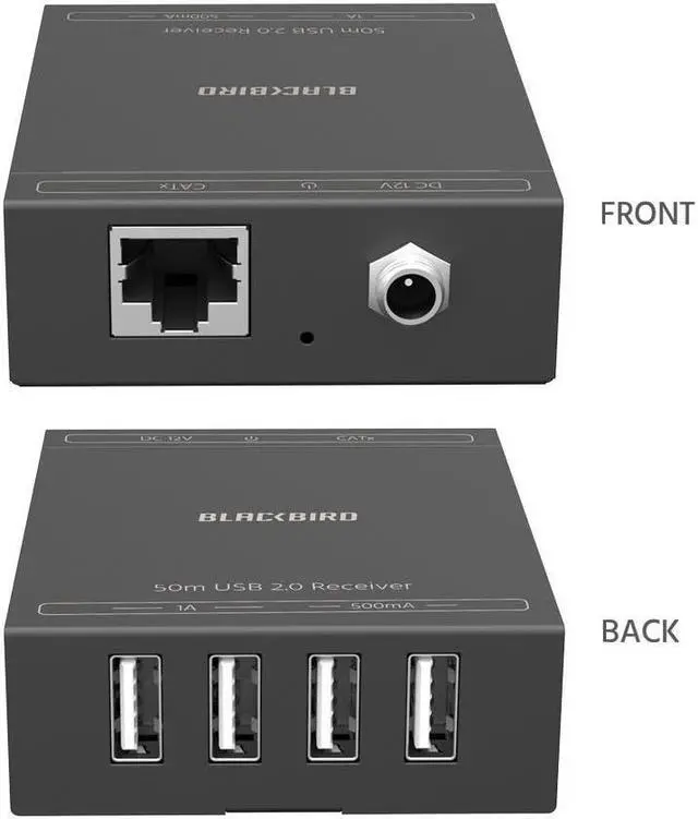 Alt view image 3 of 12 - Monoprice Blackbird 4-Port USB 2.0 Extender Over Cat5e/6 - 50 Meters (164 Feet) Plug and Play, No Driver, For Windows, MacOS, Android, Linux