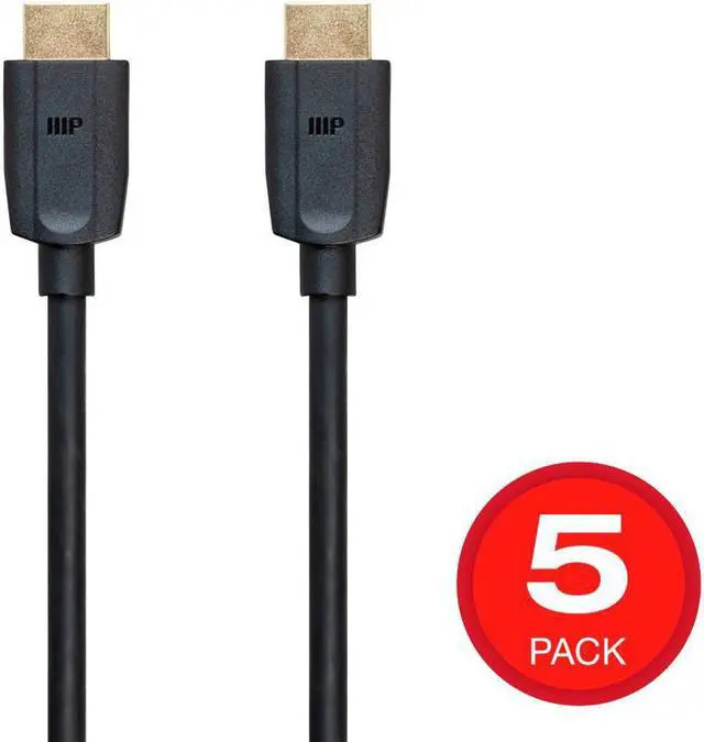 Main image of Monoprice 8K Ultra High Speed HDMI Cable - 15 Feet - Black (5 Pack) 48Gbps, Compatible with Sony PlayStation 5, PlayStation 5 Digital Edition, Microsoft Xbox Series X, and Xbox Series S